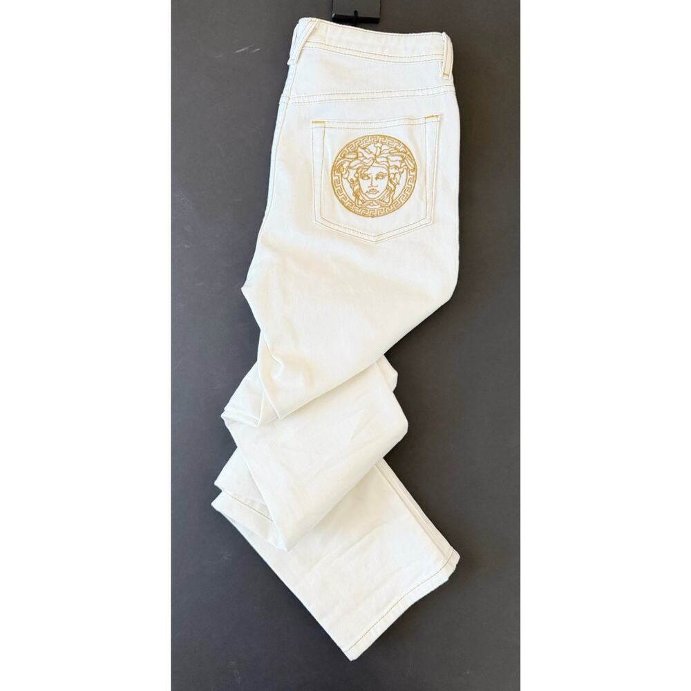 Versace Women's Medusa Denim WhiteJeans Size 25 US A89556S NWT $850